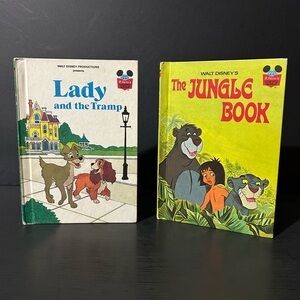 Vintage Walt Disney Lady and the Tramp & The Jungle Book Hardcover Set